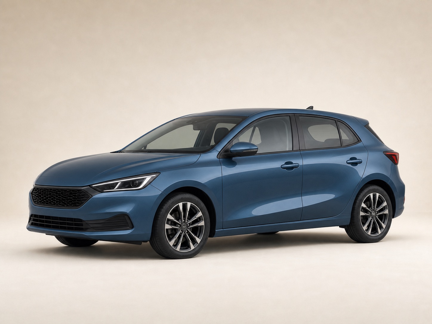 Hatchback gris en vista lateral
