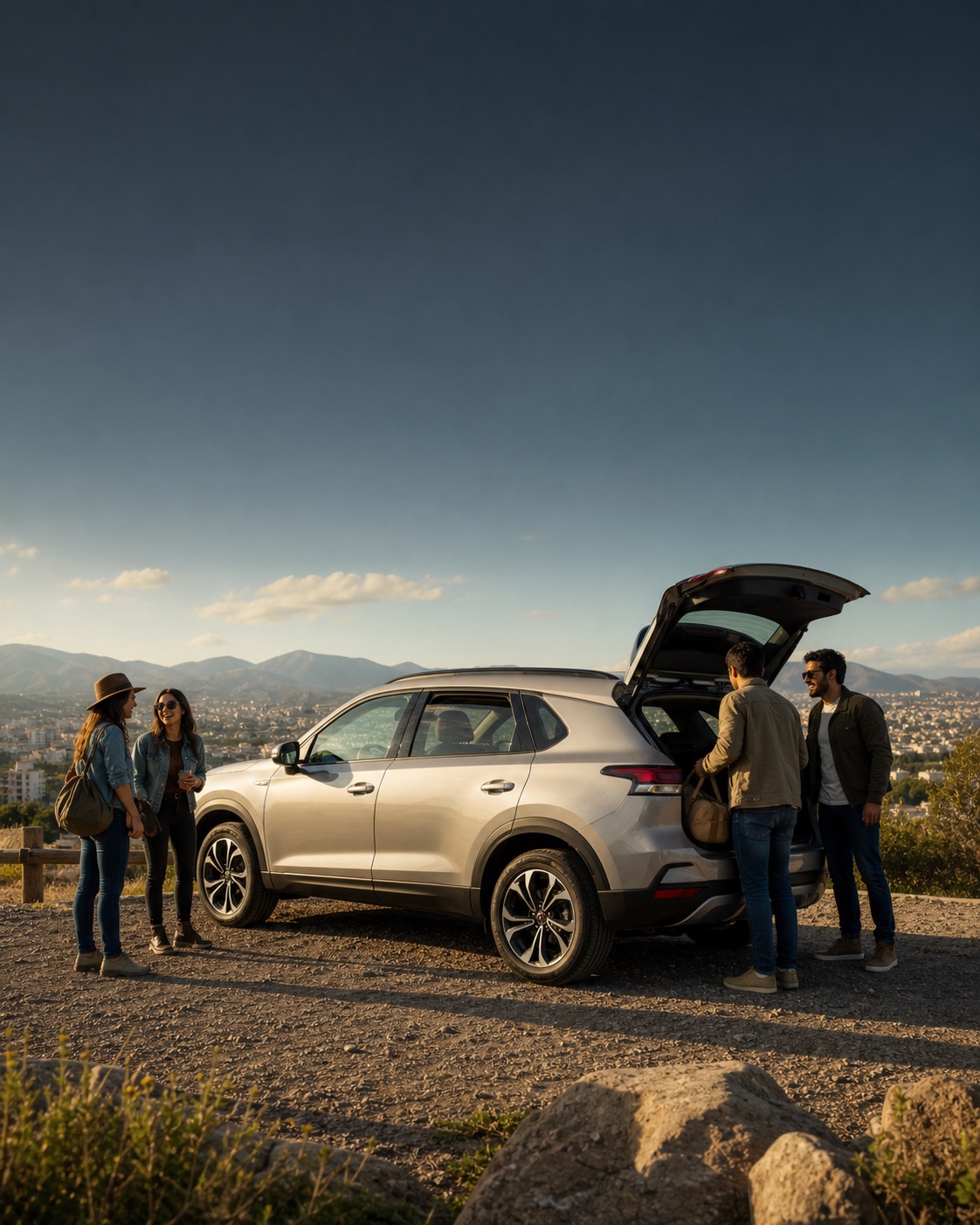 Familia junto a una SUV